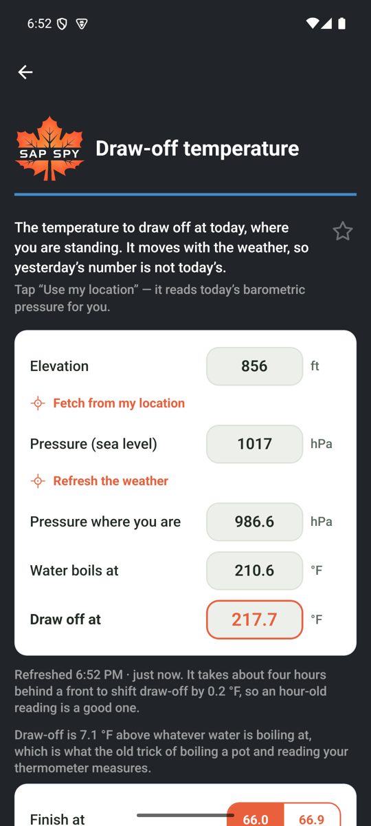 Draw-off temperature calculator